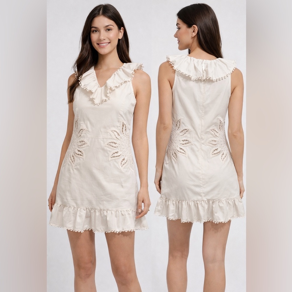 H&M Cream Ruffled Mini Dress